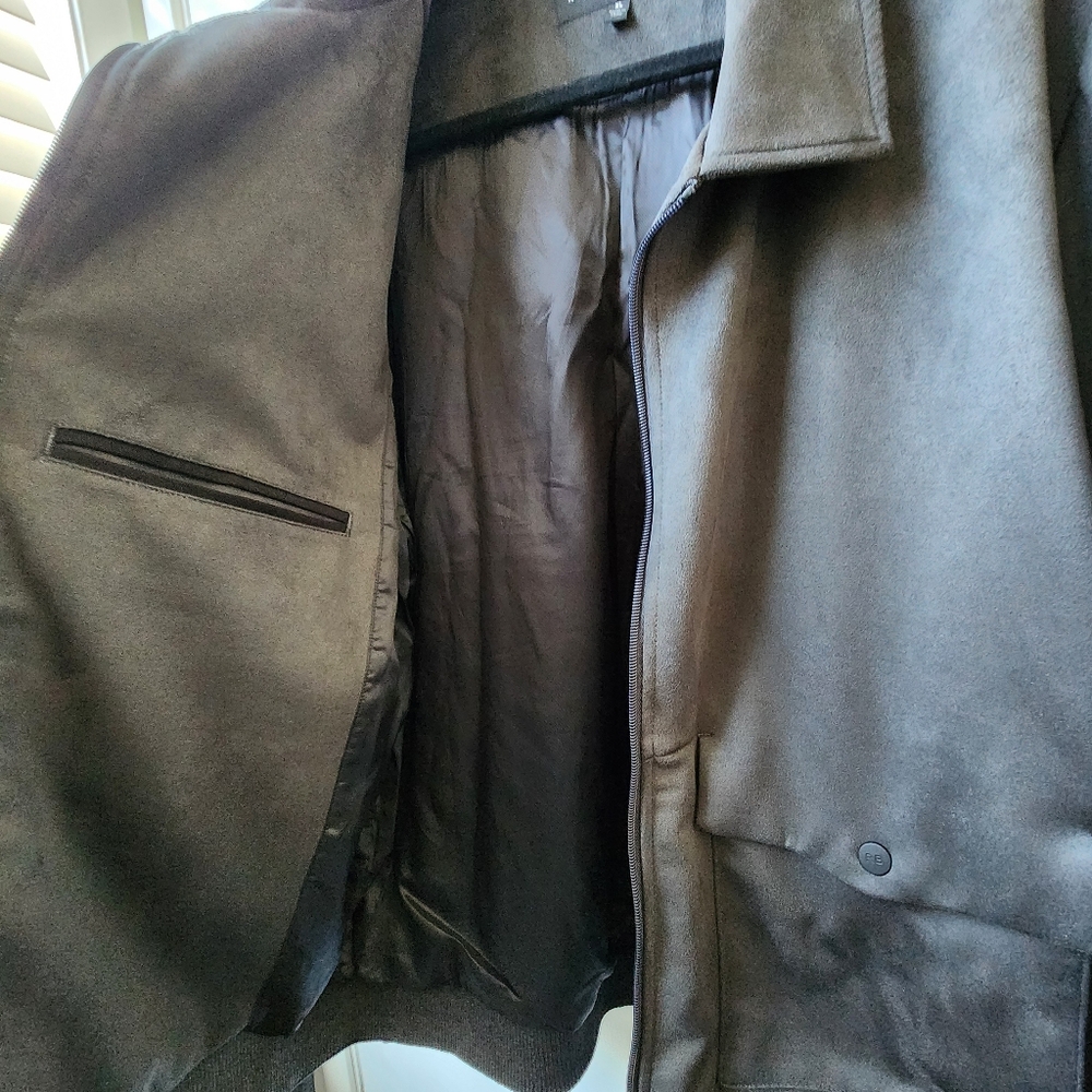 Robert Barakett Men's Charcoal Faux Suede Pilot Jacket XL NWOT Bomber - Picture 4 of 15